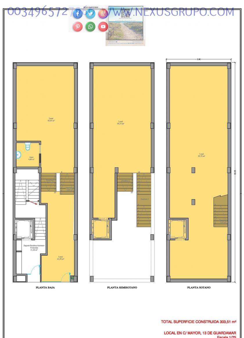 Onroerend goed, Grupo Nexus, verkoopt commerciële gebouwen in de burgemeester Street van Guardamar del Segura in Nexus Grupo